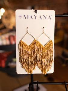Beaded Handwoven Boho Half Moon Fringe Earrings – Mayana Designs Co