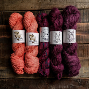 row of yarn hanks