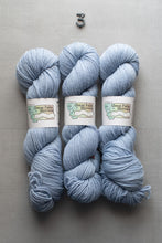 Load image into Gallery viewer, Three skeins of light blue yarn with 'Great Falls Yarn' labels on a gray background.