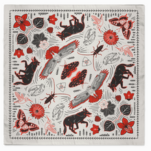 Load image into Gallery viewer, Decorative square blanket with nature-themed pattern on a white background