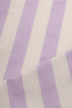 Load image into Gallery viewer, Close-up of fabric with purple and white vertical stripes