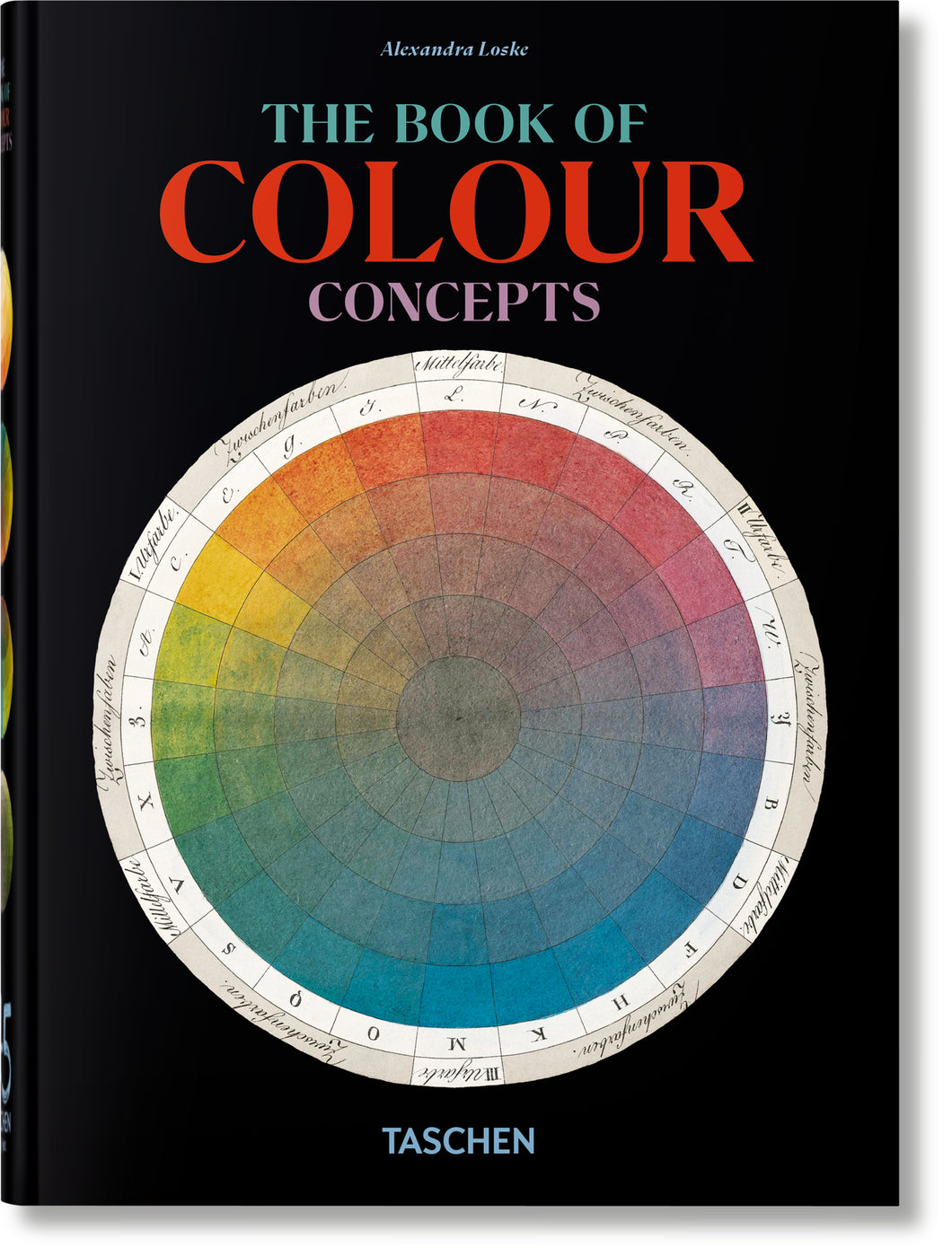 Book cover of 'The Book of Colour Concepts' with a color wheel on a black background