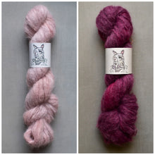 Load image into Gallery viewer, Two skeins of yarn, one pink and one purple, with 'Oh Darn!' labels on a gray background.