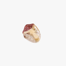 Load image into Gallery viewer, Gold and red ring with a clear gemstone on a white background