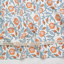 Load image into Gallery viewer, Floral patterned fabric with 'Fableism' branding on a white background