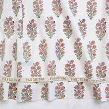 Load image into Gallery viewer, Floral patterned fabric with 'Fableism' branding on a white background