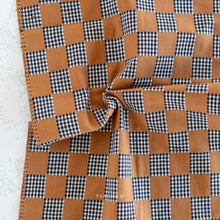 Load image into Gallery viewer, Checkered fabric with brown and black pattern on a white background