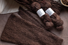 Load image into Gallery viewer, Two skeins of brown yarn with labels on a textured surface