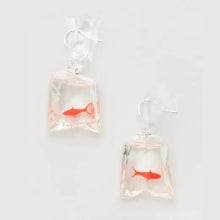 Load image into Gallery viewer, Square-shaped earrings with red fish design on a white background