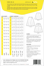 Load image into Gallery viewer, Pattern envelope for Fiore No. 18 skirt with size chart and fabric yardage details.