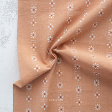 Load image into Gallery viewer, Brown fabric with white floral pattern on a light gray background