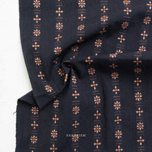 Load image into Gallery viewer, Navy fabric with floral patterns and 'FARREISM' branding on a white background
