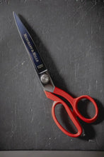 Load image into Gallery viewer, Red scissors with 'Bentley &amp; Sons' branding on a dark surface