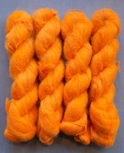 Load image into Gallery viewer, orange fuzzy yarn hanks